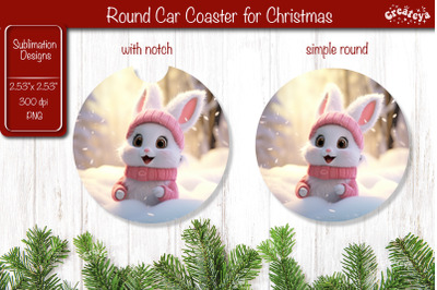 Christmas Car Coaster Sublimation Round coaster Sublimation design