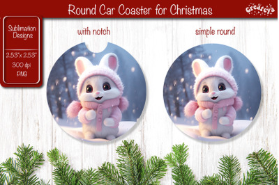 Christmas Car Coaster Sublimation Round coaster Sublimation design