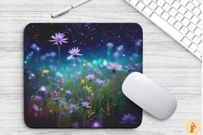 Vibrant Flower Field Under Galaxy