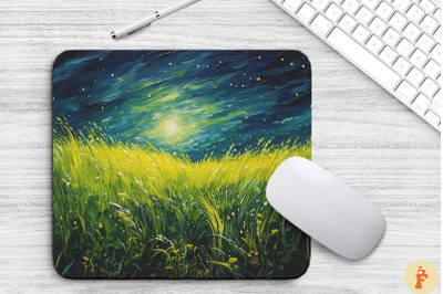 Field Of Waving Grass At Starry Night