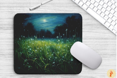 Field Of Blooming Grass Under Night Sky