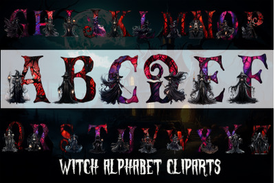 Witch Alphabet Cliparts