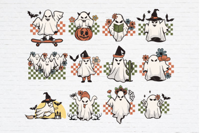 Retro Halloween Ghost Illustration