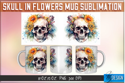 Skull in Flowers 11 Oz | 15 Oz Mug Sublimation