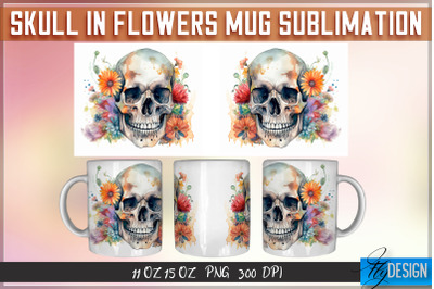 Skull in Flowers 11 Oz | 15 Oz Mug Sublimation