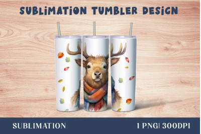 Watercolor Cute deer Tumbler Wrap 20 oz