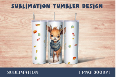 Watercolor Cute deer Tumbler Wrap 20 oz