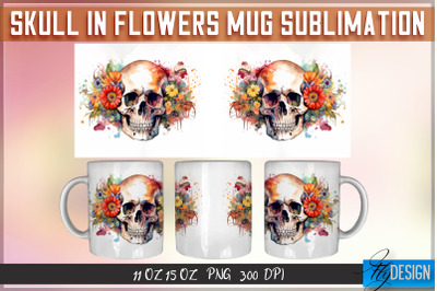 Skull in Flowers 11 Oz | 15 Oz Mug Sublimation