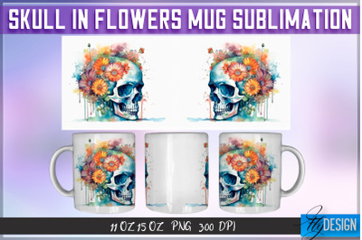 Skull in Flowers 11 Oz | 15 Oz Mug Sublimation