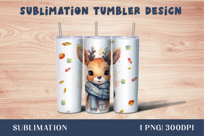 Watercolor Cute deer Tumbler Wrap 20 oz