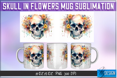 Skull in Flowers 11 Oz | 15 Oz Mug Sublimation