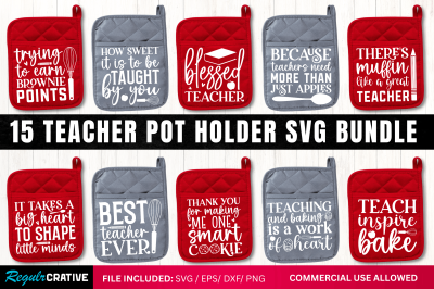 Teacher Pot Holder SVG Bundle