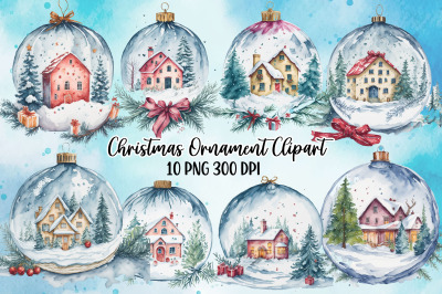 Christmas Ornament Watercolor Clipart