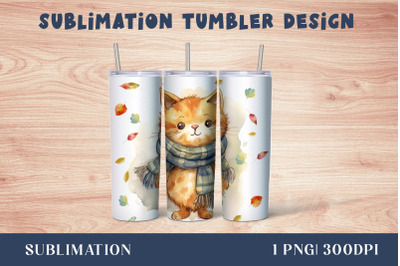 Autumn cat tumbler wrap Sublimation - 20oz