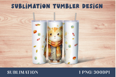 Watercolor Cute cat Tumbler Wrap 20 oz