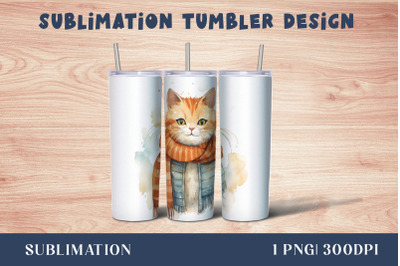 Watercolor Cute cat Tumbler Wrap 20 oz