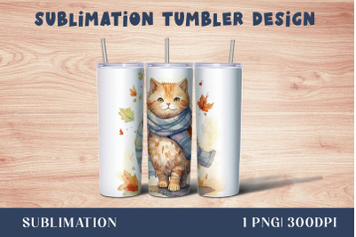 Watercolor Cute cat Tumbler Wrap 20 oz