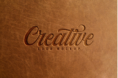 Logo Mockup Debossed Leather