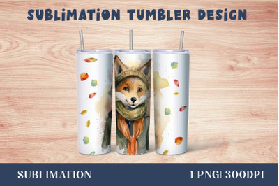 Watercolor Cute Fox Tumbler Wrap 20 oz