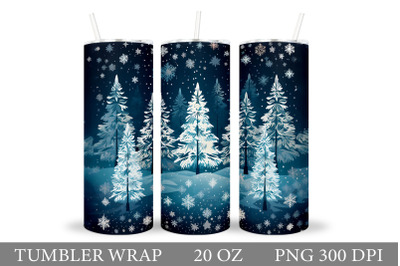 Christmas Tree Tumbler Design. Winter Forest Tumbler Wrap