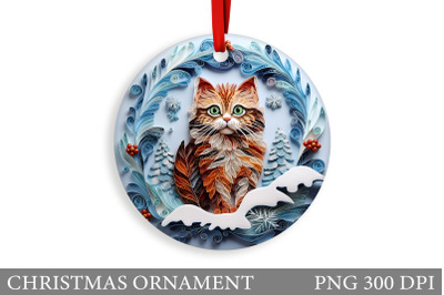 Winter Cat Christmas Ornament. Cat Quilling Ornament Design