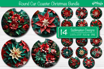 Coaster Christmas Sublimation Bundle Round Coaster Sublimation design