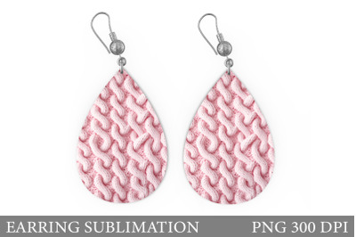 Knitted Texture Teardrop Earring. Pink Earring Design
