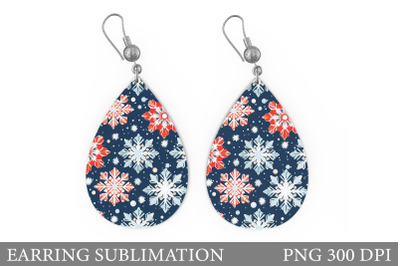 Snowflakes Teardrop Earring. Winter Earring Sublimation