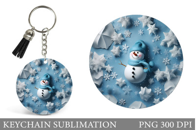 Snowman Round Keychain. Winter Keychain Design