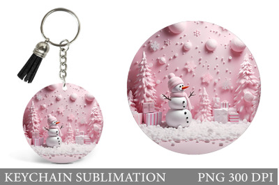 Snowman Keychain Sublimation. Christmas Keychain Design