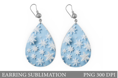 Snowflakes Earring Design. Winter Teardrop Earring