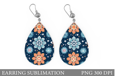 Colorful Snowflakes Earring . Winter Teardrop Earring Design