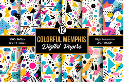 Colorful Memphis Seamless Pattern&nbsp;Digital Papers