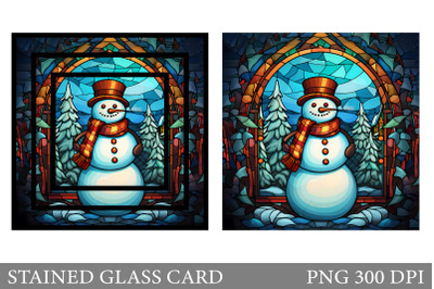 Snowman Stained Glass Card. Stained Glass Card Design