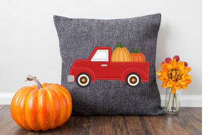 Vintage Truck with Pumpkins | Applique Embroidery