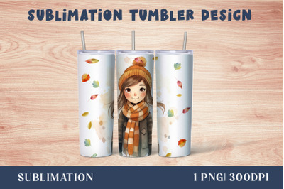 Watercolor Cute girl Tumbler Wrap 20 oz