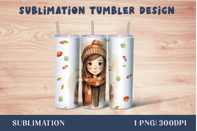 Watercolor Cute girl Tumbler Wrap 20 oz