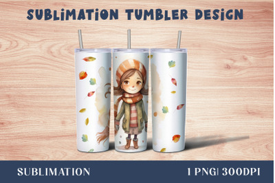 Watercolor Cute girl Tumbler Wrap 20 oz