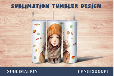 Watercolor Cute girl Tumbler Wrap 20 oz