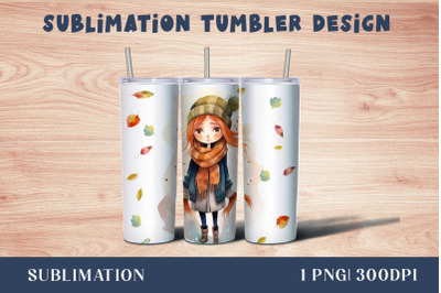 Watercolor Cute girl Tumbler Wrap 20 oz