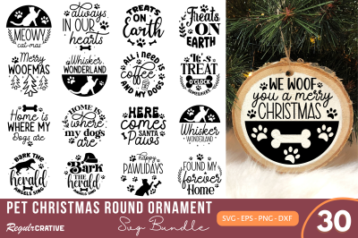 Pet Christmas Round Ornament SVG Bundle