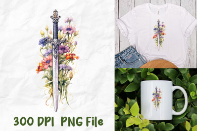 Jesus Retro Wild Flowers Warrior Sword