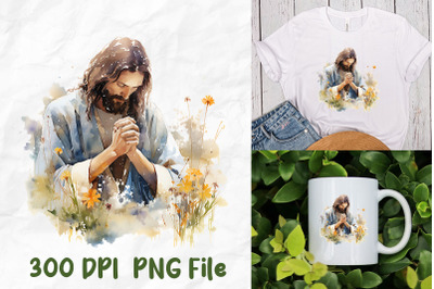 Jesus Retro Wild Flowers Praying To God