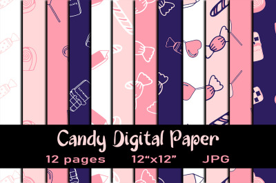 Sugar and Candy Digital Paper. Scrapbook Background Design