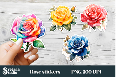 Rose flower stickers design | Printable flower stickers