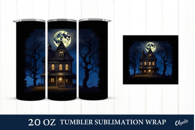 Halloween House Tumbler Wrap. 20 OZ Halloween Sublimation