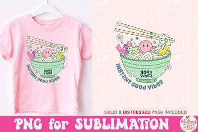 Instant Good Vibes Noodles Png, Cute &amp; Trendy PNG, Design for T-shirts