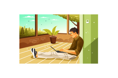 Enjoy Remote Working at Home Illustration
