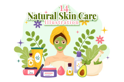 14 Natural Skin Care Vector Illustration