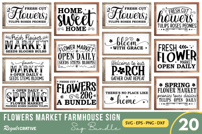 Flowers Market Farmhouse Sign SVG Bundle